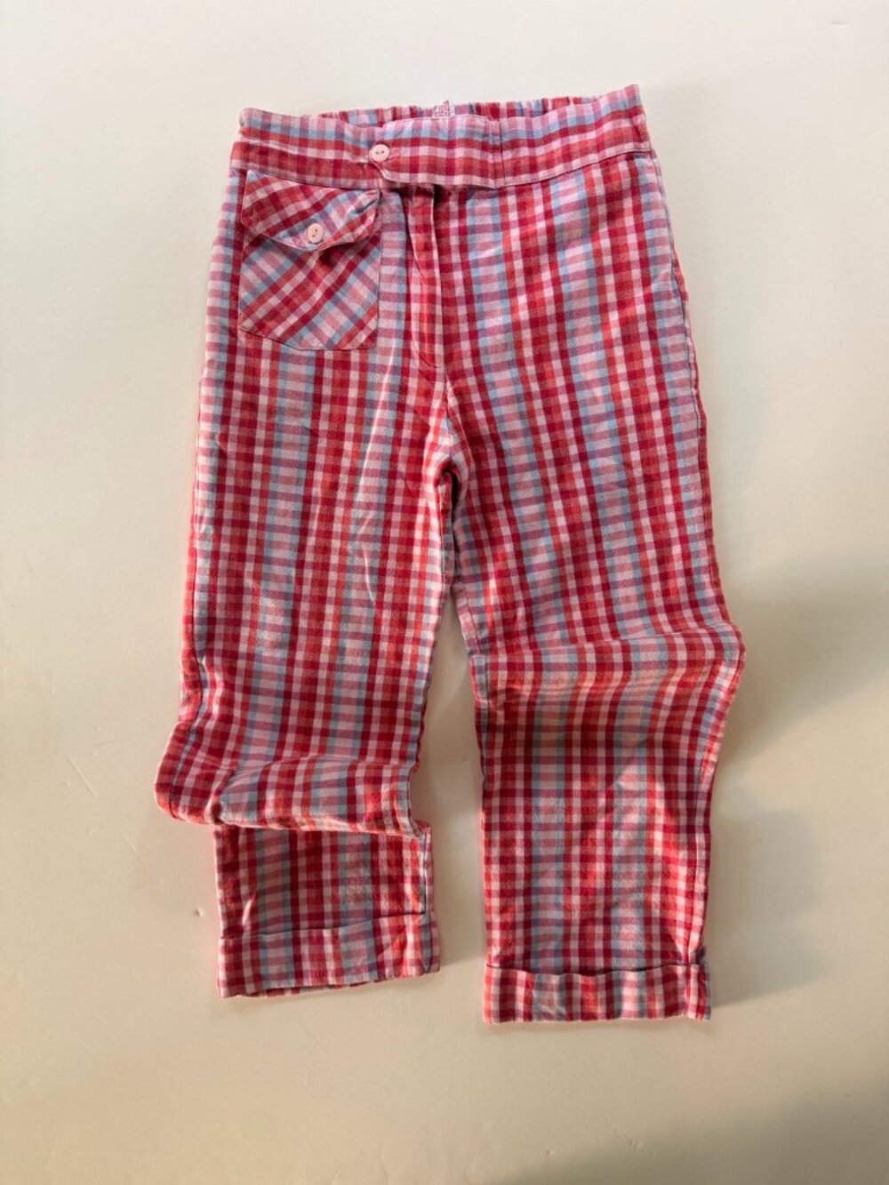 April Cornell Pink Plaid Pants